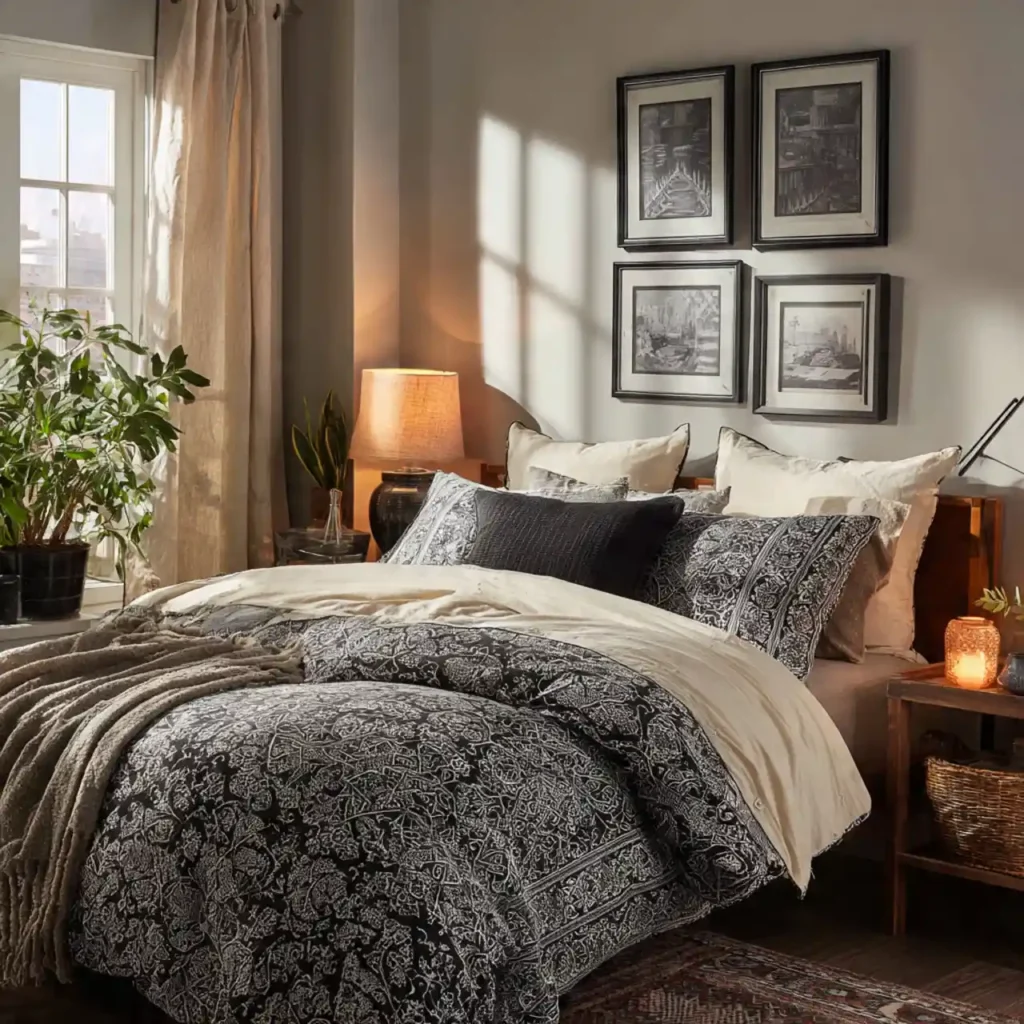 4-Black and White Bedroom Idea