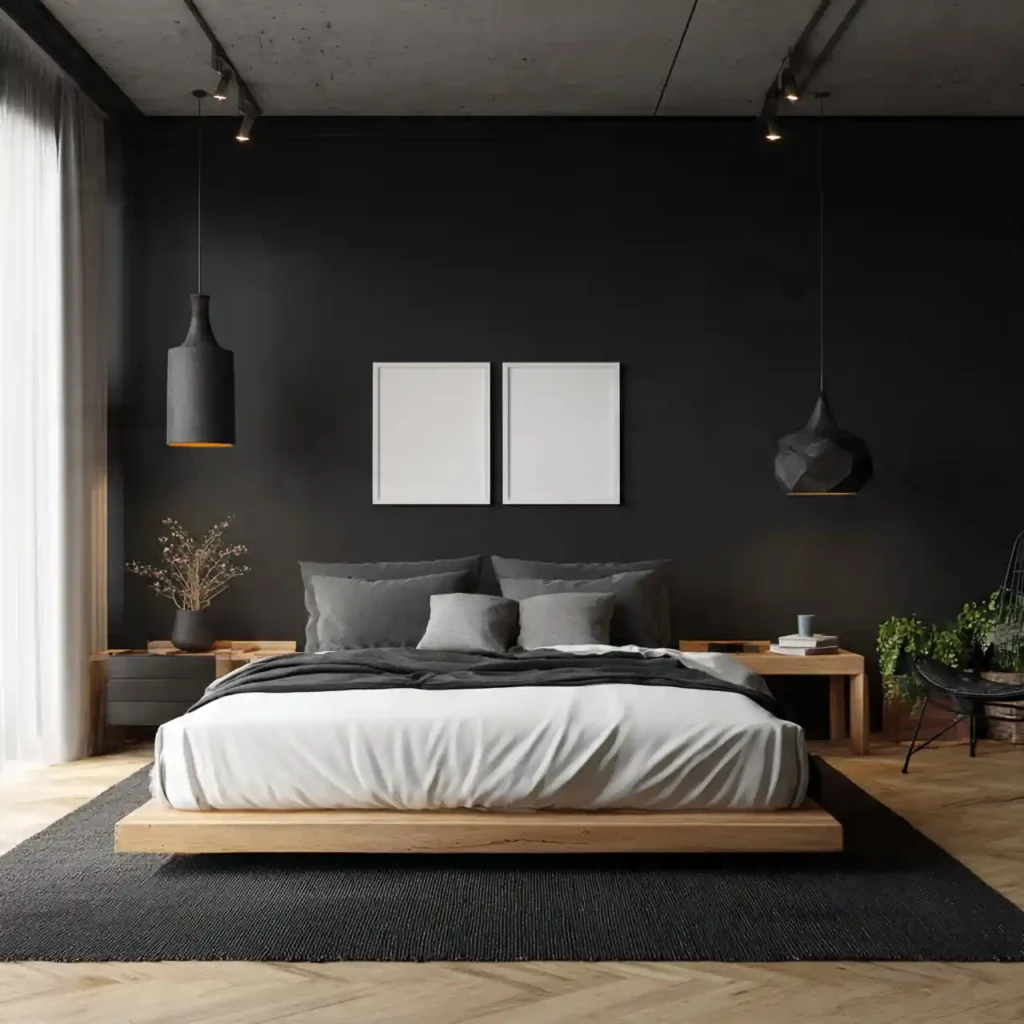 5-Black Accent Wall Bedroom Idea