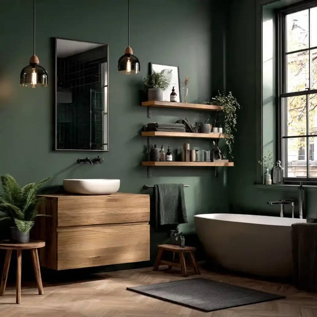 5-Dark Green Bathroom Idea