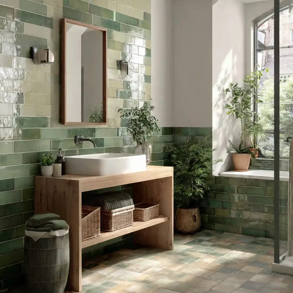 5-Green Tile Bathroom Idea