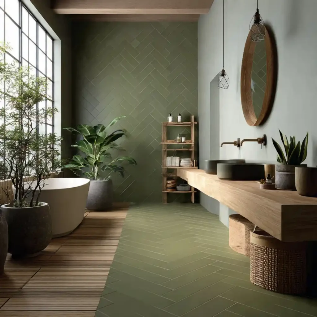 6-Green Tile Bathroom Idea