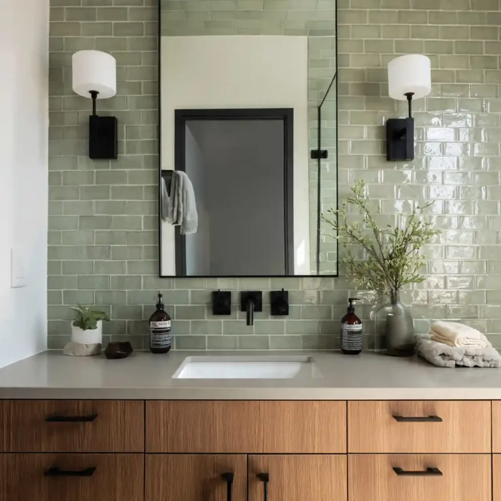 7-Green Tile Bathroom Idea