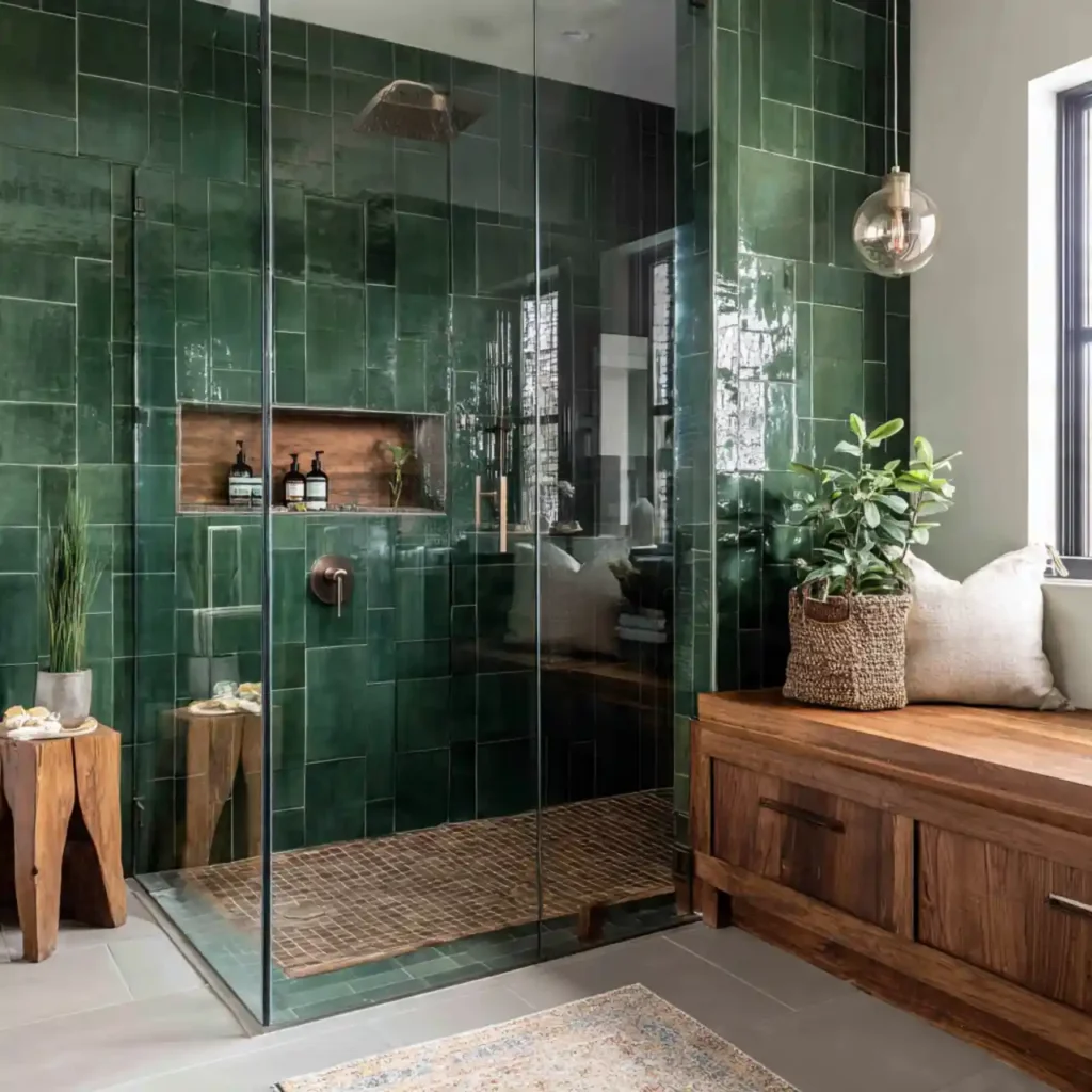 8-Green Tile Bathroom Idea