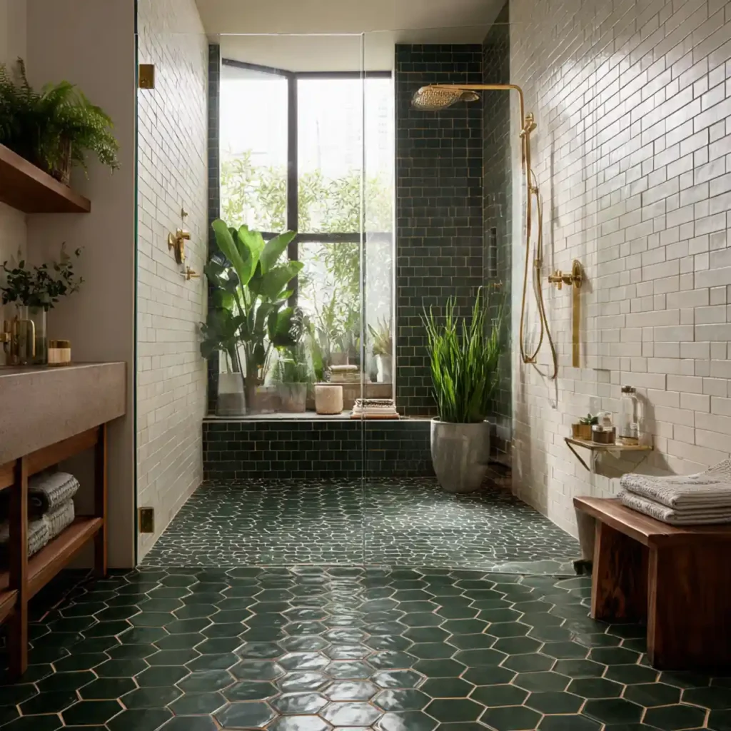 9-Dark Green Bathroom Idea