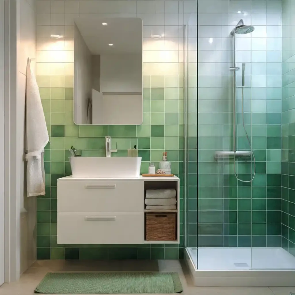 9-Green Tile Bathroom Idea
