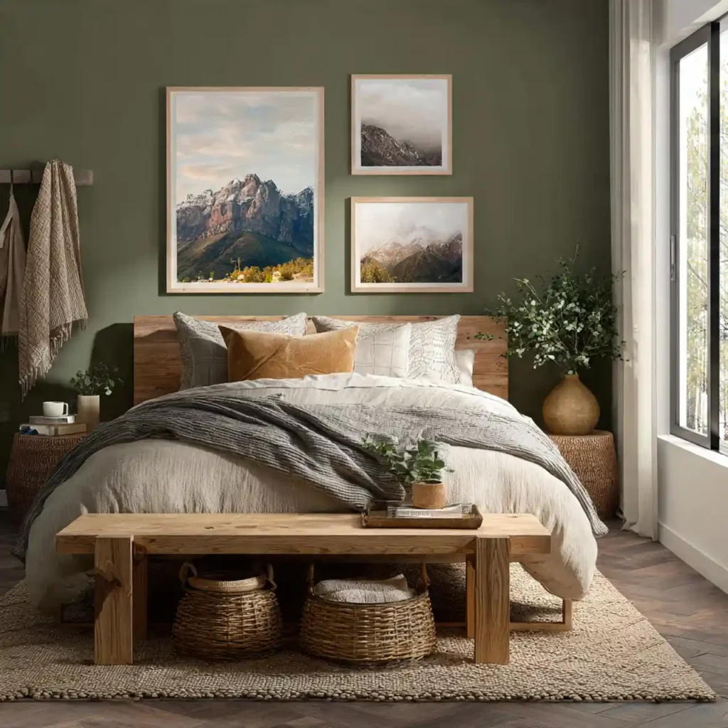 1-Olive & Dark Green Bedroom Ideas