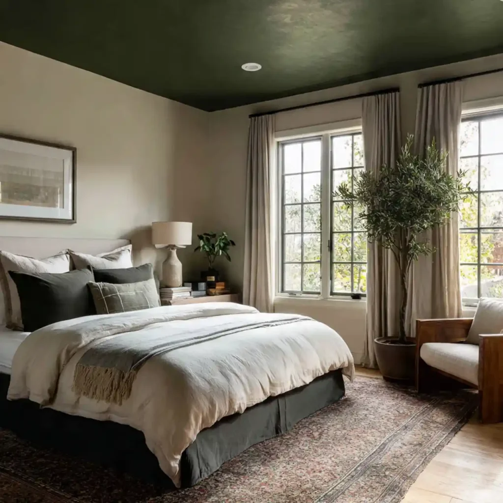 10-Olive & Dark Green Bedroom Idea