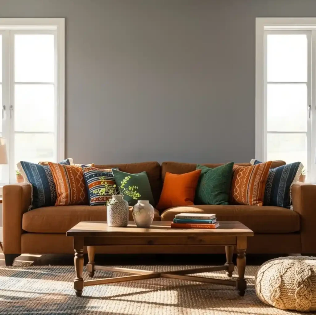 11-Brown Sofa Living Room Idea