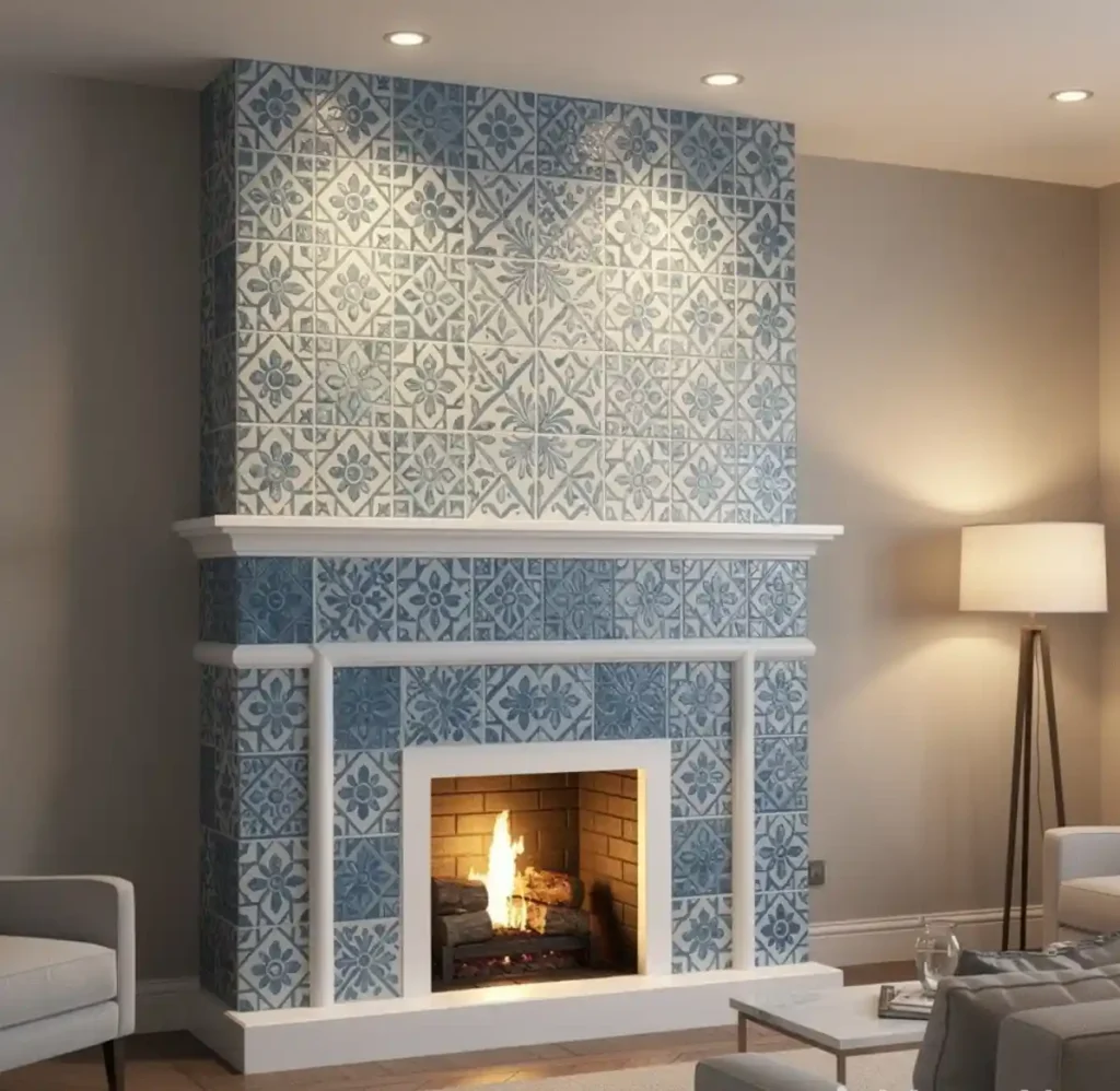 14-Blue and White Living Room Idea