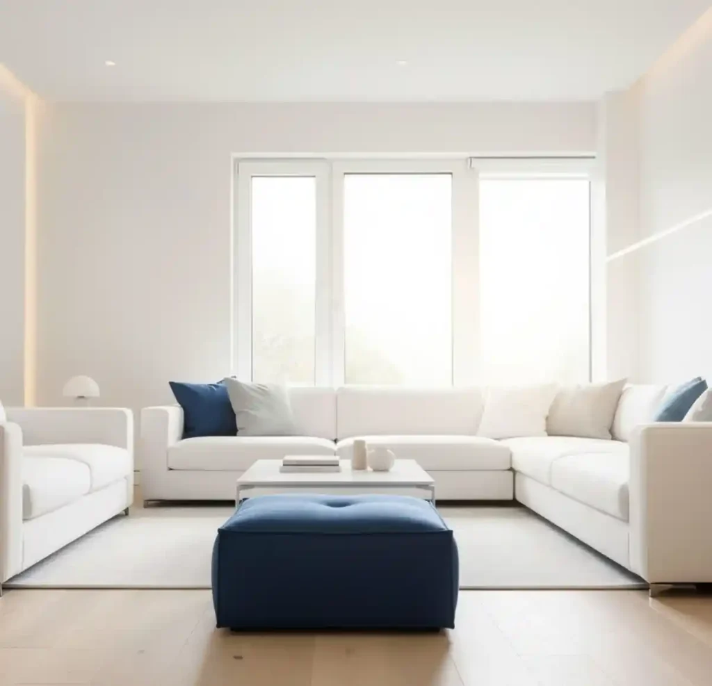 15-Blue and White Living Room Idea