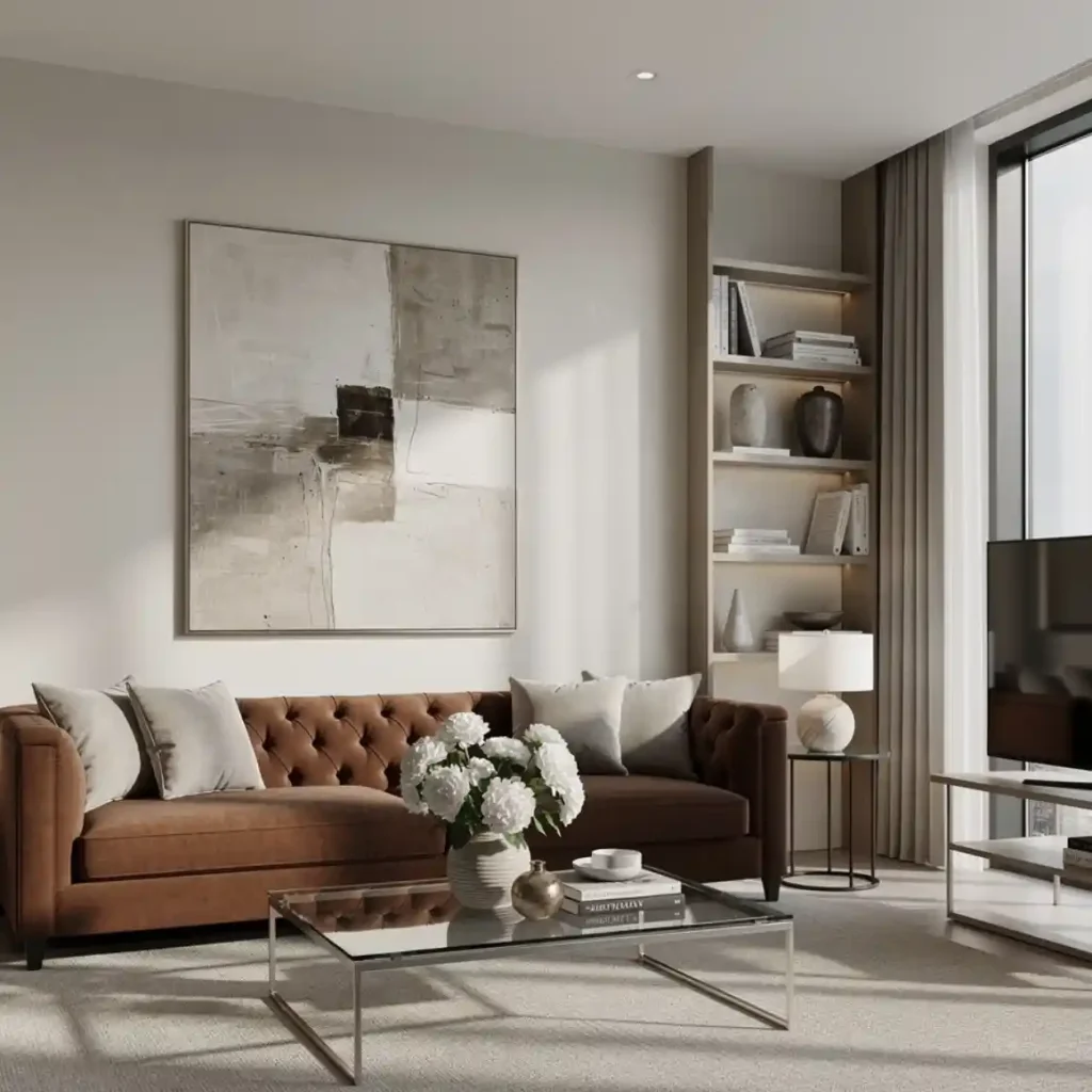 15-Brown Sofa Living Room Idea