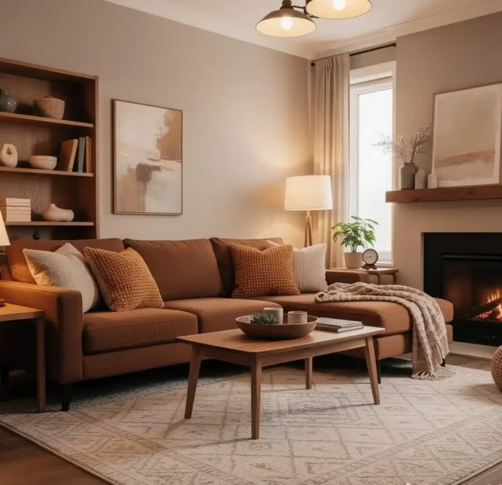 16-Brown Sofa Living Room Idea