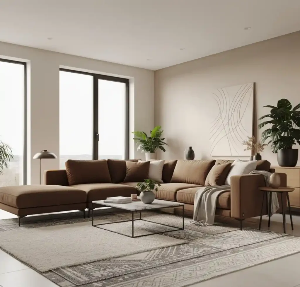 17-Brown Sofa Living Room Idea