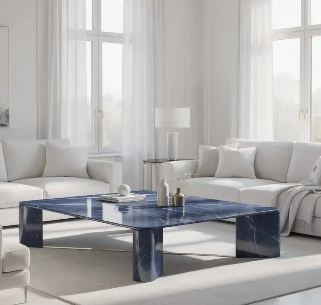 18-Blue and White Living Room Idea