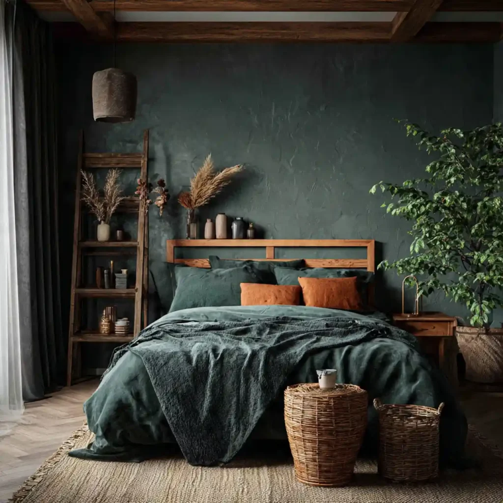 18-Olive & Dark Green Bedroom Idea