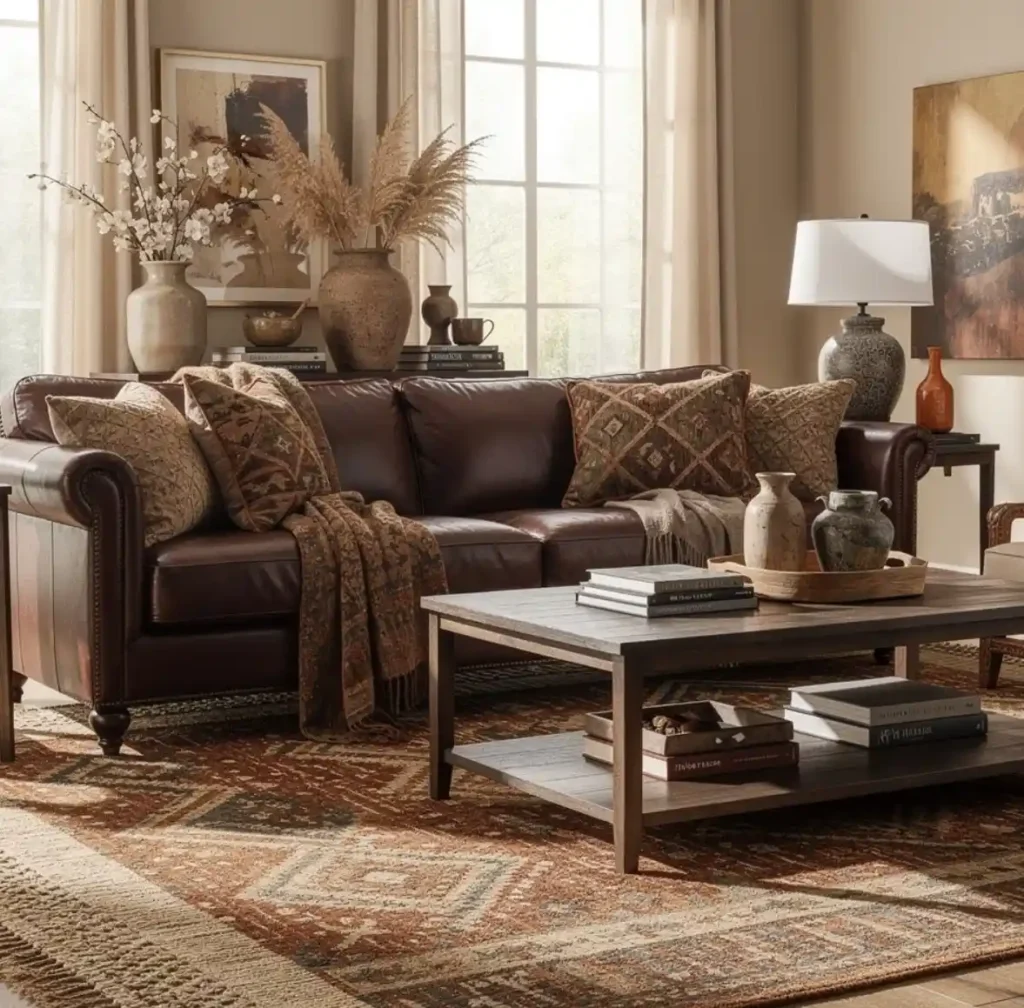 19-Brown Sofa Living Room Idea