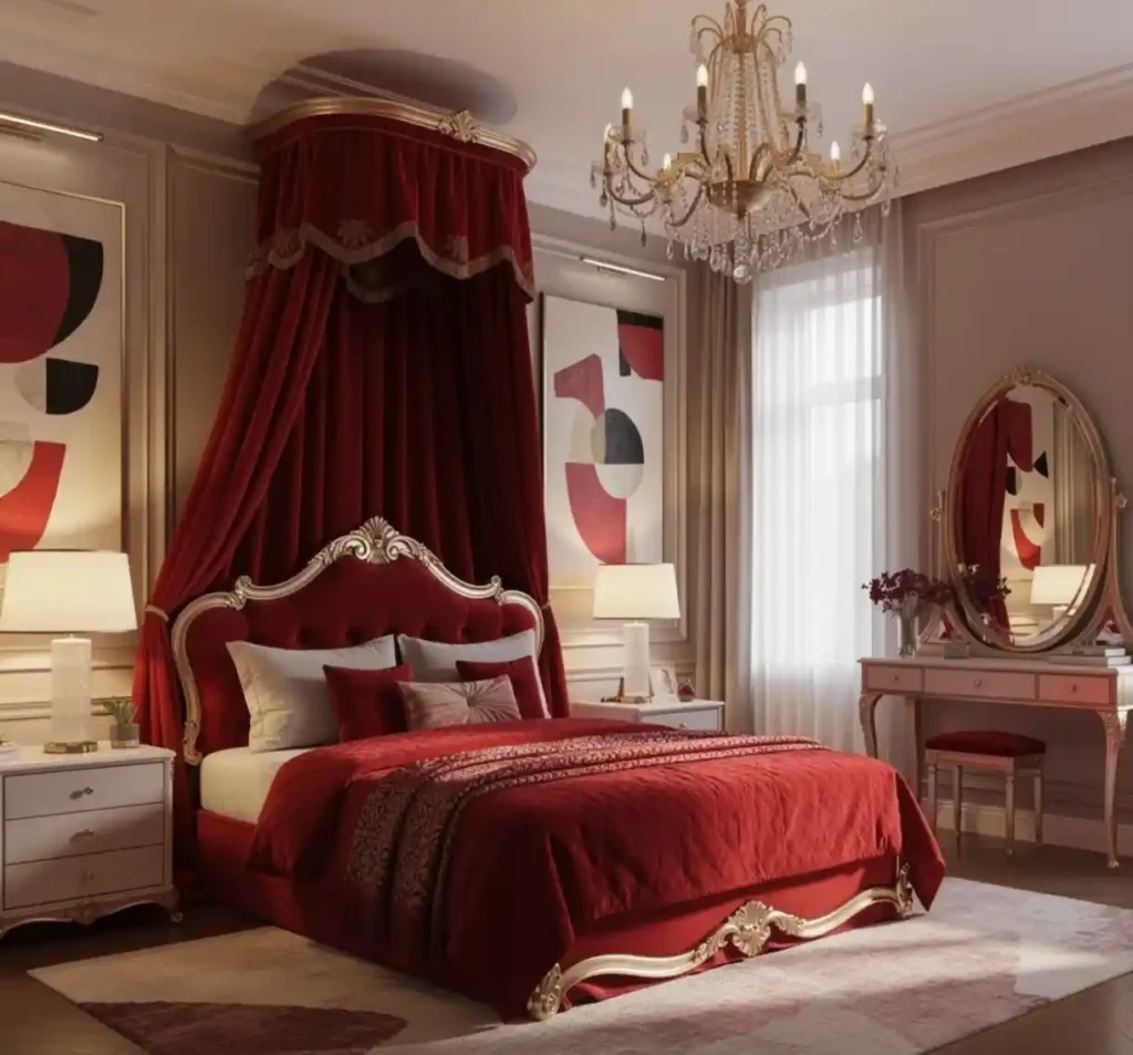 19-Red Bedroom Idea