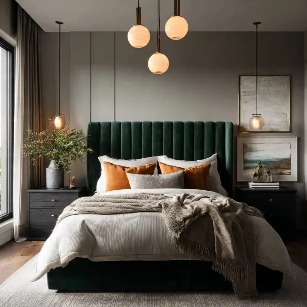 2-Olive & Dark Green Bedroom Idea