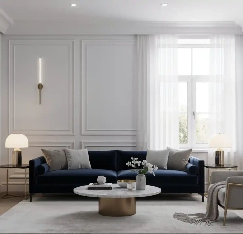 20-Blue and White Living Room Idea