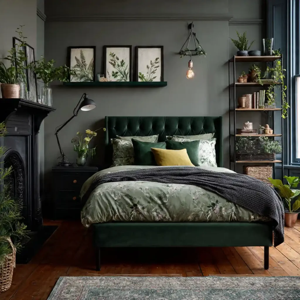 22-Olive & Dark Green Bedroom Idea