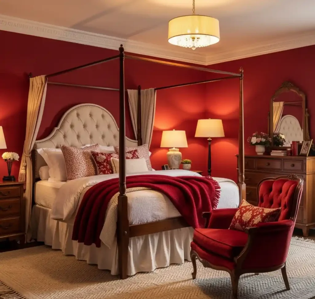 22-Red Bedroom Idea