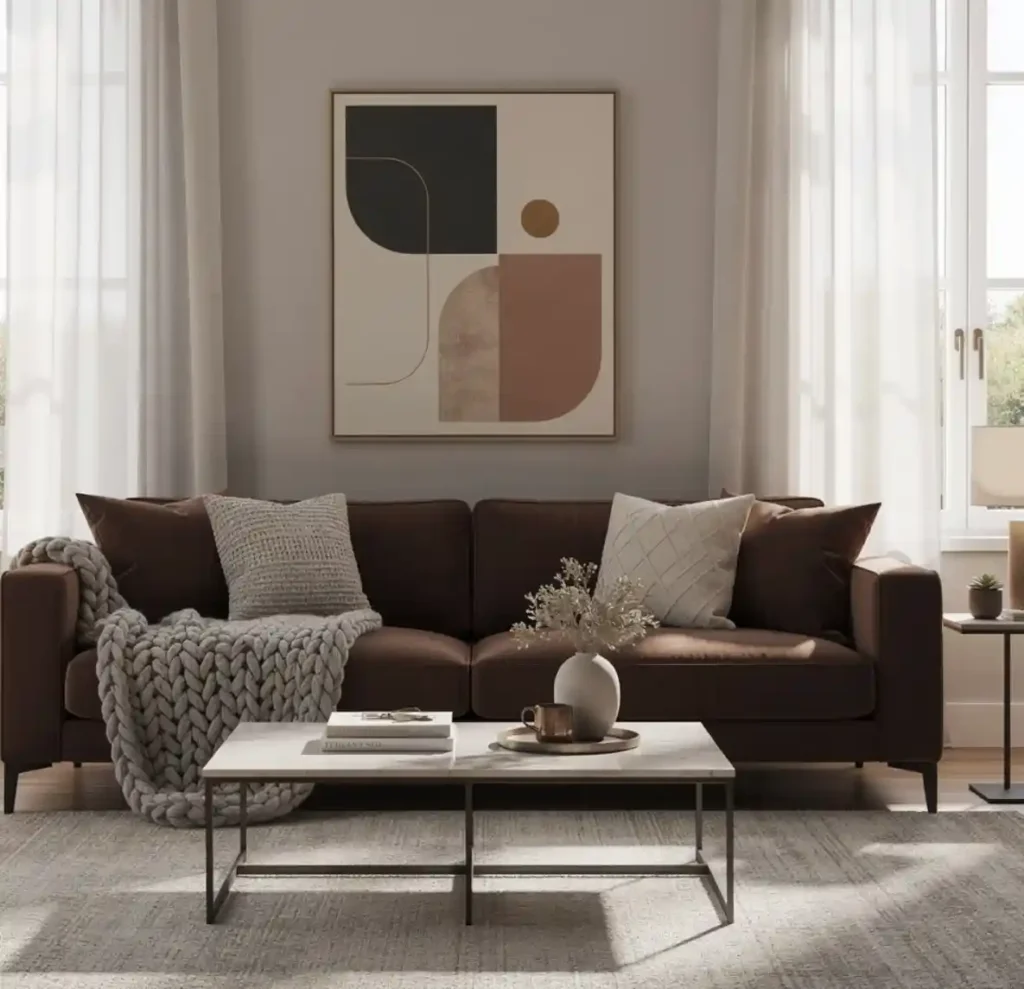 23-Brown Couch Living Room Idea