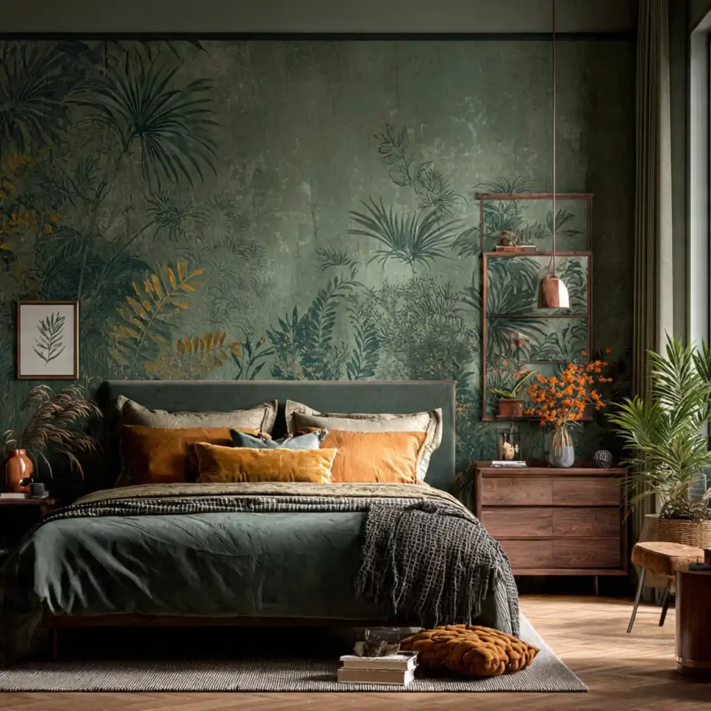 24-Olive & Dark Green Bedroom Idea