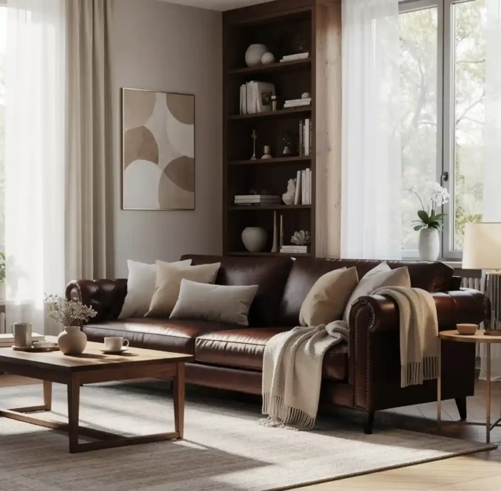25-Brown Sofa Living Room Idea