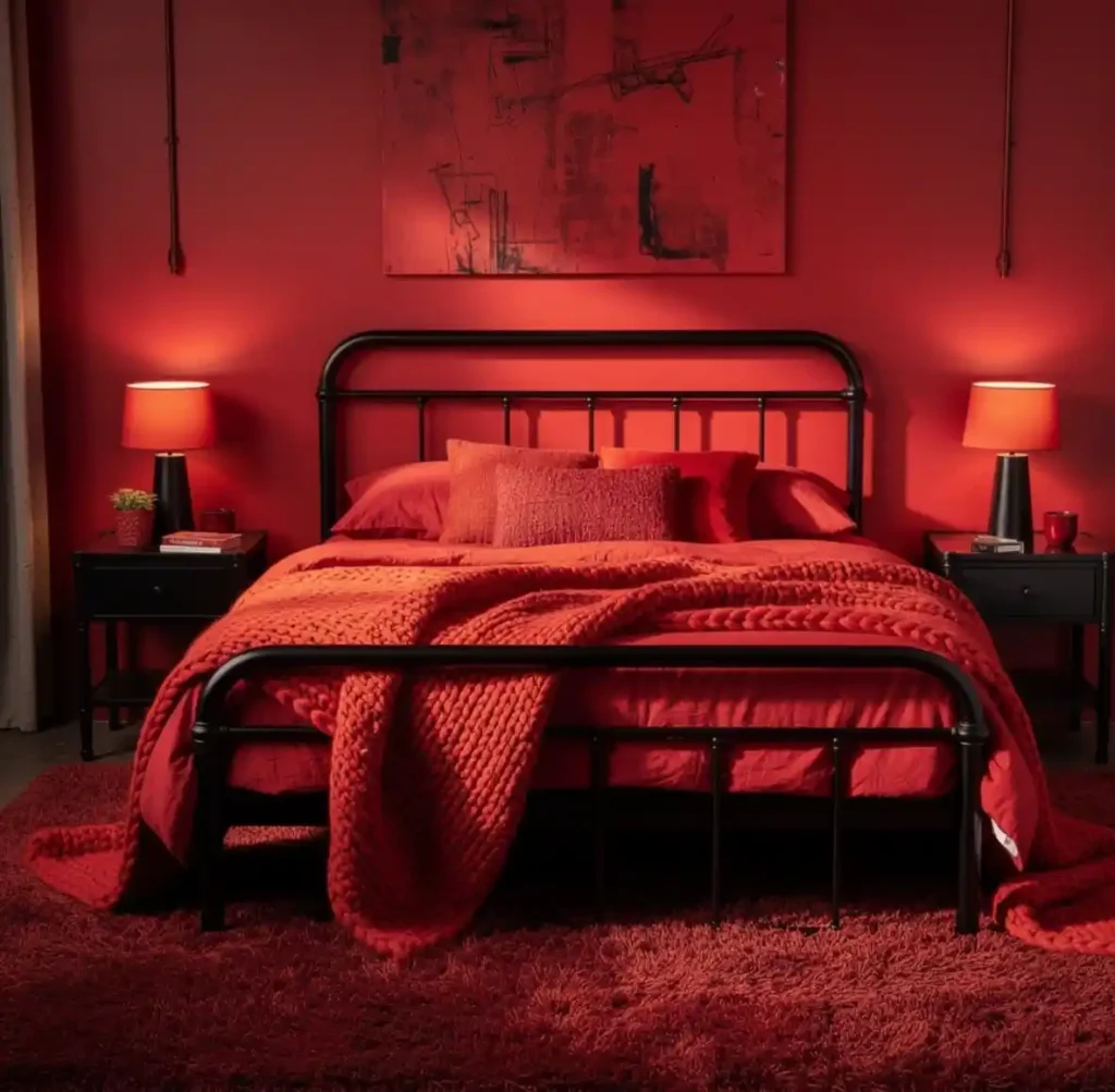 27-Red Bedroom Idea
