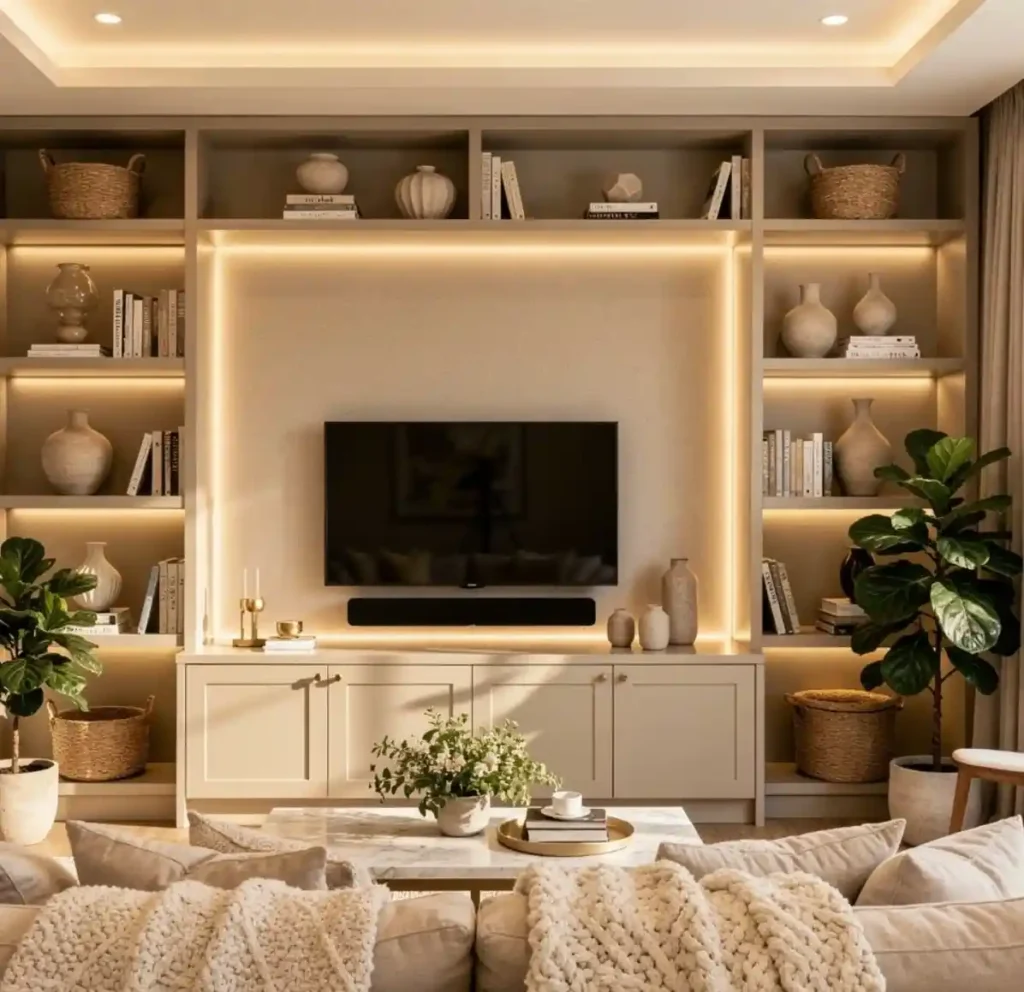 3-Built-In Shelves Living Room Idea
