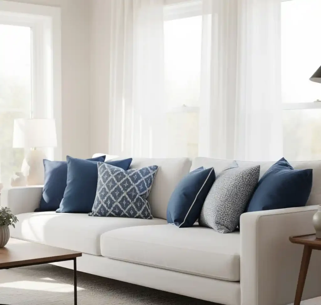 4-Blue and White Living Room Idea