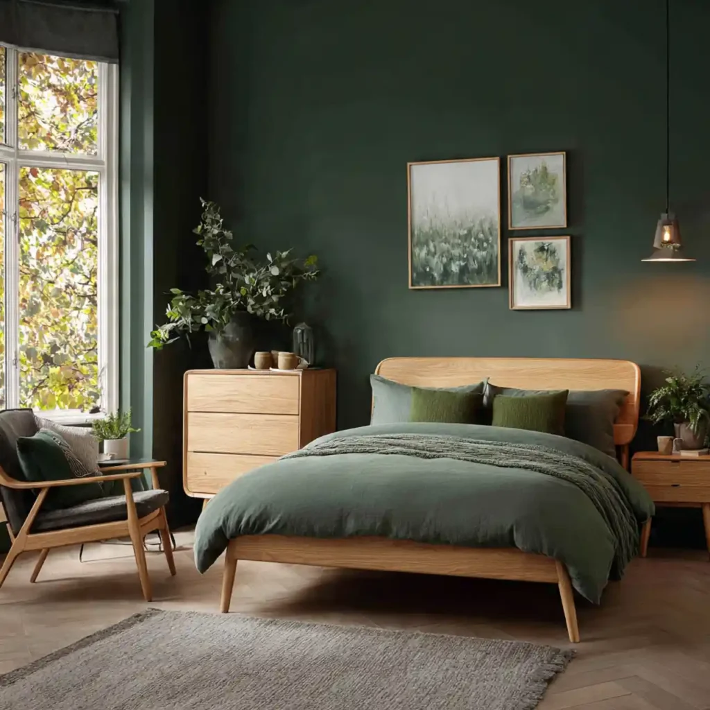 4-Olive & Dark Green Bedroom Idea