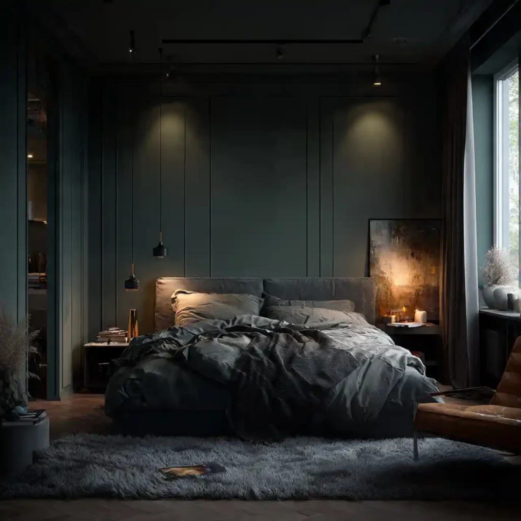 6-Olive & Dark Green Bedroom Idea