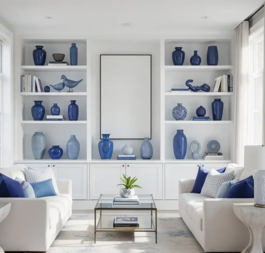 8-Blue and White Living Room Idea