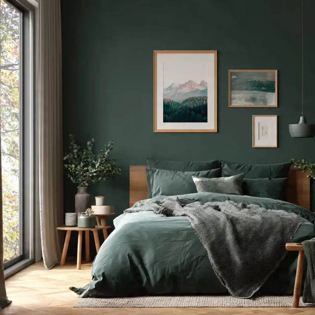 8-Olive & Dark Green Bedroom Idea