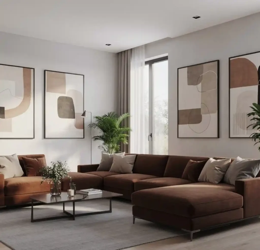 9-Brown Sofa Living Room Idea